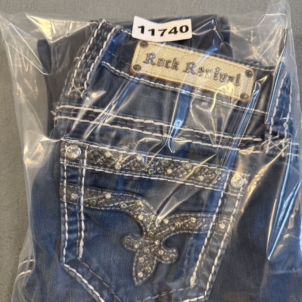 Rock Revival Women 25/31 Sherry Skinny Jeans EMBELISHED RHINESTONES THICK STITCH - Picture 10 of 10